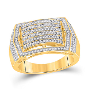 10kt Yellow Gold Mens Round Diamond Cluster Ring 5/8 Cttw