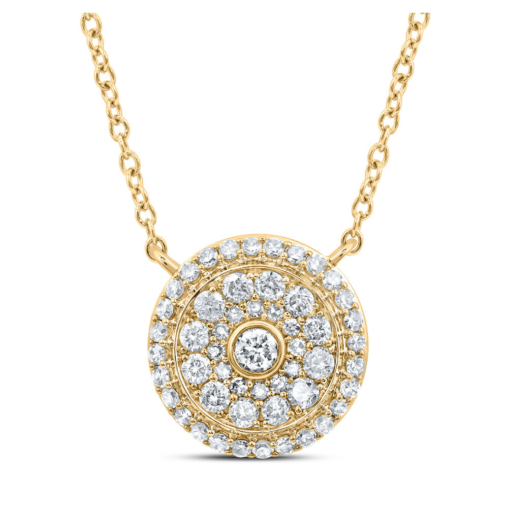 14kt Yellow Gold Womens Round Diamond 18-inch Cluster Necklace 1/2 Cttw