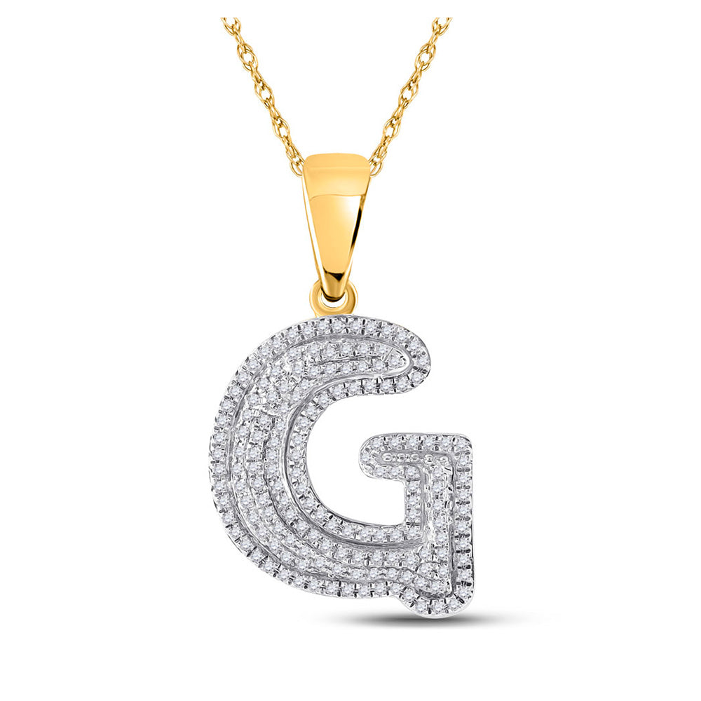 10kt Yellow Gold Mens Round Diamond Initial G Letter Charm Pendant 1/2 Cttw
