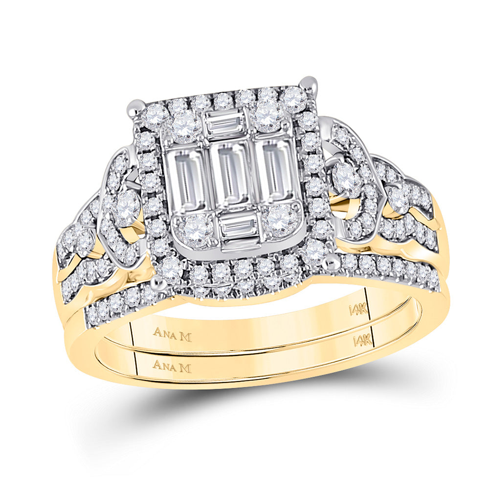 14kt Yellow Gold Baguette Diamond Square Bridal Wedding Ring Band