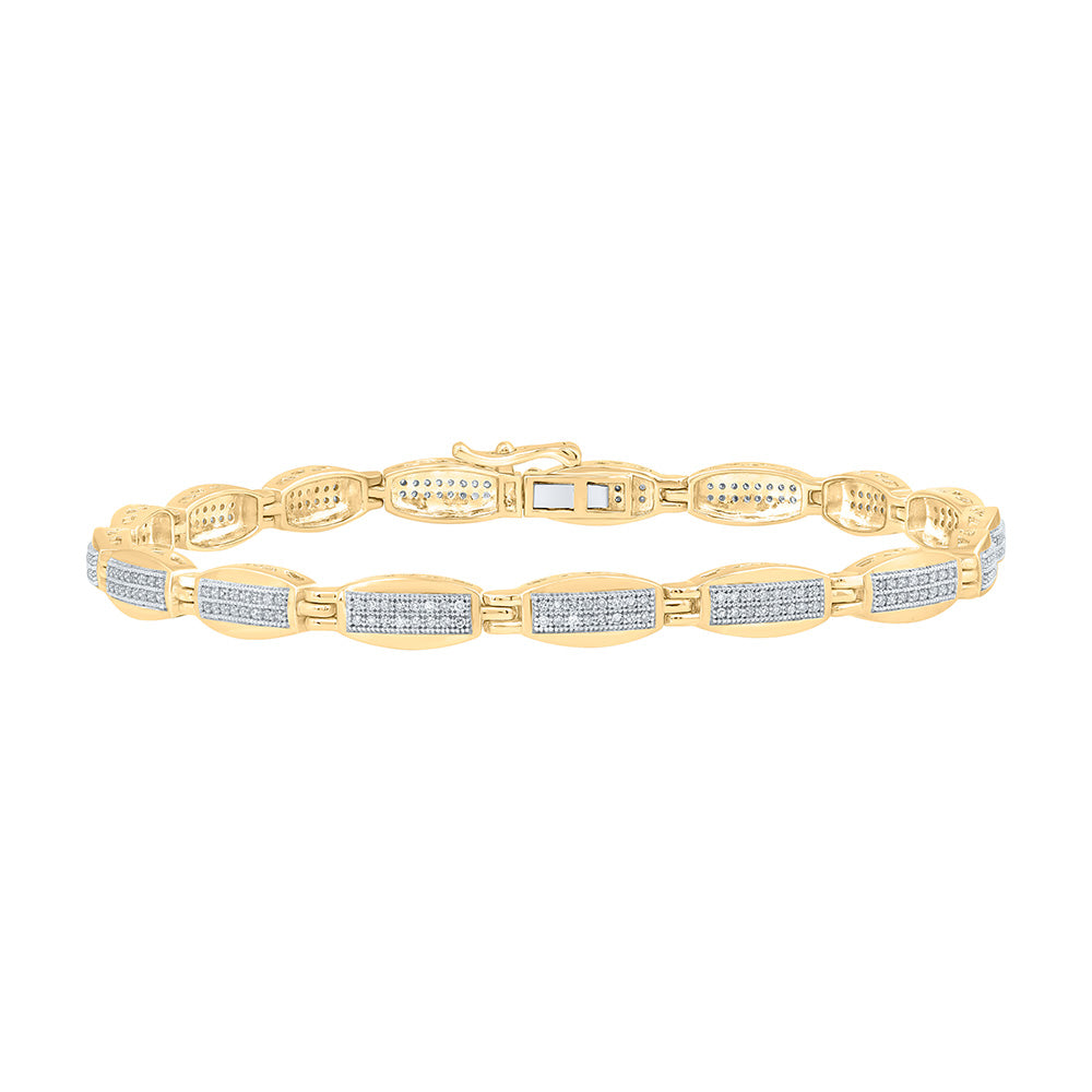 10kt Yellow Gold Mens Round Diamond Link Bracelet 3/4 Cttw