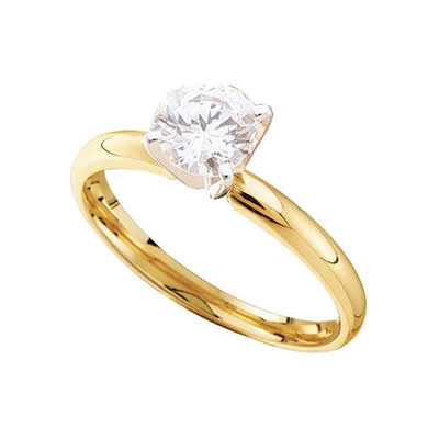 14kt Yellow Gold Round Diamond Solitaire Supreme Bridal Engagement Ring 1/6 Cttw