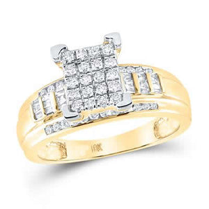 10K Yellow Gold Round Diamond Bridal Engagement Ring 1/2 Cttw