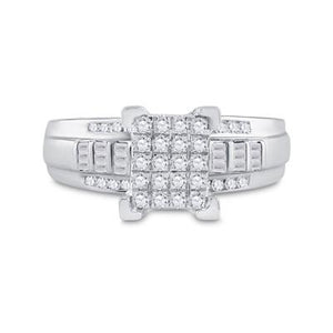 10K White Gold Round Diamond Cluster Bridal Engagement Ring 1/2 Cttw