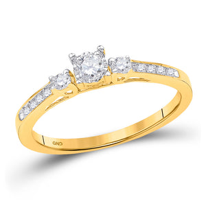 10kt Yellow Gold Womens Round Diamond 3-stone Promise Ring 1/6 Cttw