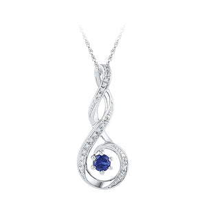 Sterling Silver Womens Round Lab-Created Blue Sapphire Fashion Pendant 1/4 Cttw