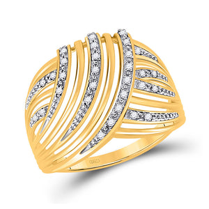 10kt Yellow Gold Womens Round Diamond Fashion Ring 1/10 Cttw