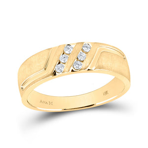 14kt Yellow Gold Mens Round Diamond Wedding Band Ring 1/6 Cttw