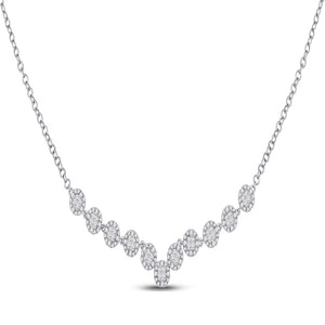 14kt White Gold Womens Princess Diamond Fashion Cocktail Necklace 1-7/8 Cttw