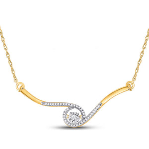 10kt Yellow Gold Womens Round Diamond Moving Twinkle Pendant Necklace 1/5 Cttw