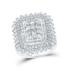 10kt White Gold Womens Round Diamond Square Cluster Ring 3-1/2 Cttw
