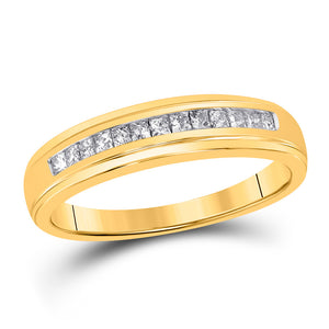 10kt Yellow Gold Mens Princess Diamond Wedding Band Ring 1/4 Cttw