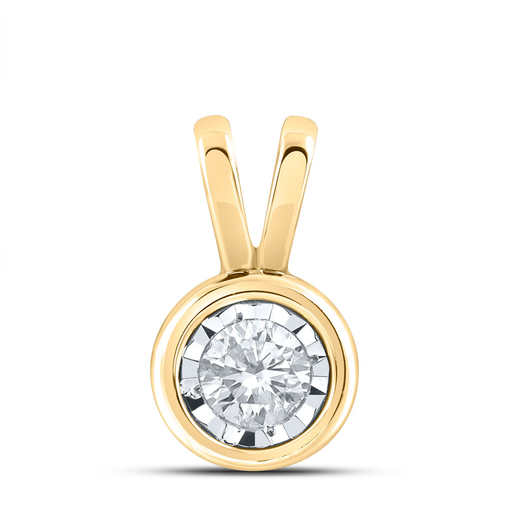 10kt Yellow Gold Womens Round Diamond Solitaire Pendant 1/4 Cttw