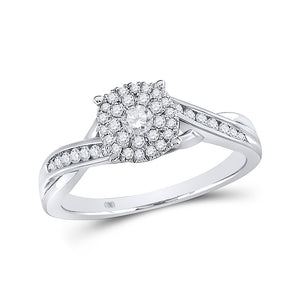 14kt White Gold Round Diamond Cluster Bridal Wedding Engagement Ring 1/3 Cttw