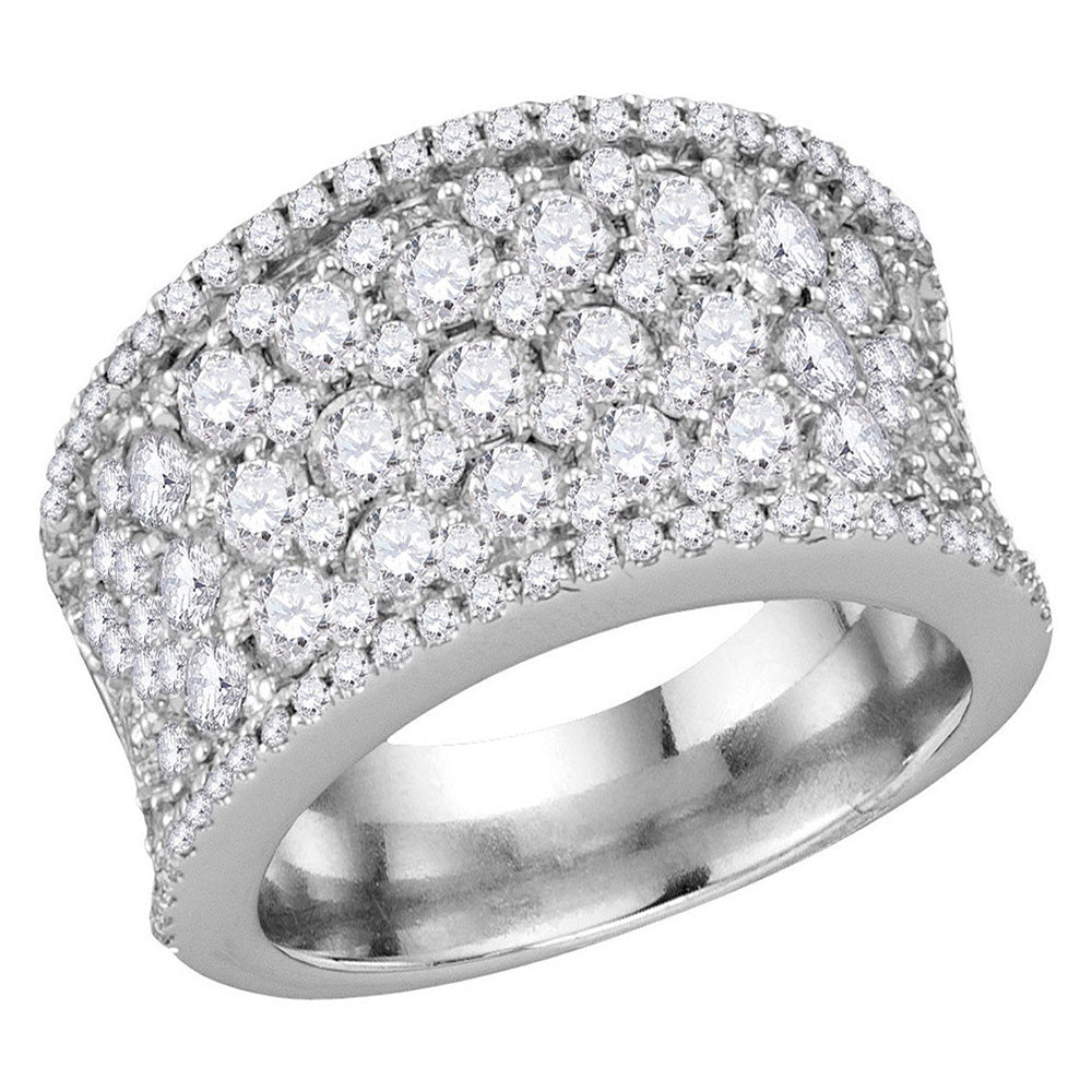 14kt White Gold Womens Round Diamond Pave Band Ring 3-1/4 Cttw