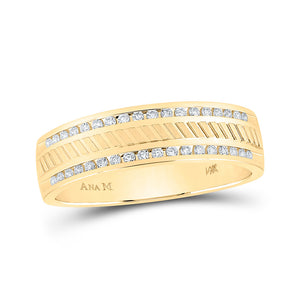 14kt Yellow Gold Mens Round Diamond Wedding Band Ring 1/4 Cttw