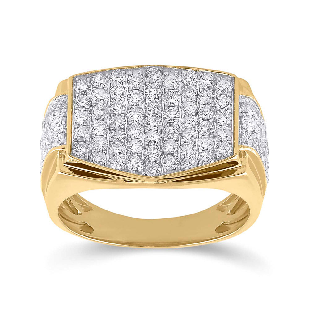 10kt Yellow Gold Mens Round Diamond Cluster Ring 2 Cttw