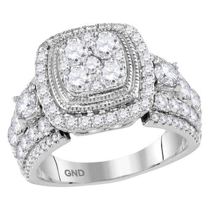 14kt White Gold Round Diamond Cluster Bridal Wedding Engagement Ring 2-1/2 Cttw
