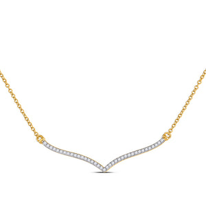 10kt Yellow Gold Womens Round Diamond 18-inch Bar Necklace 1/4 Cttw