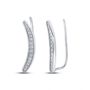Sterling Silver Womens Round Diamond Climber Earrings 1/5 Cttw