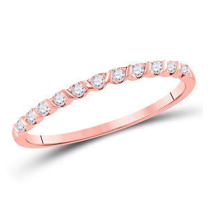 10kt Rose Gold Womens Round Diamond Stackable Band Ring 1/6 Cttw
