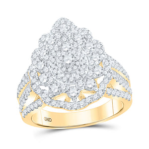 14kt Yellow Gold Round Diamond Pear Bridal Wedding Engagement Ring 1-3/4 Cttw