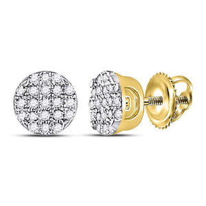 10kt Yellow Gold Mens Round Diamond Circle Cluster Earrings 1/8 Cttw