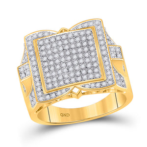 10kt Yellow Gold Mens Round Diamond Square Ring 5/8 Cttw