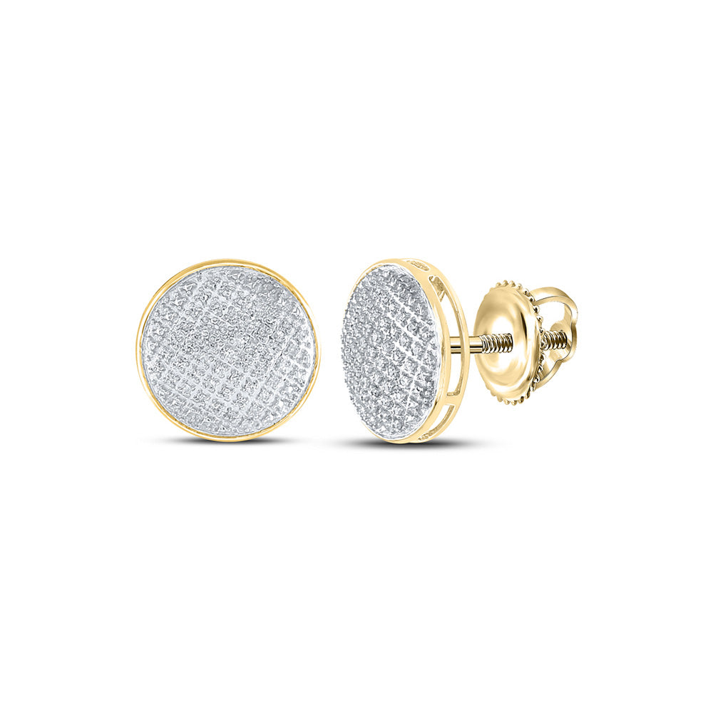 10kt Yellow Gold Mens Round Diamond Circle Earrings 1/4 Cttw