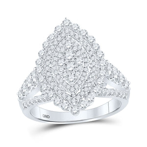 14kt White Gold Round Diamond Cluster Bridal Wedding Engagement Ring 1-3/4 Cttw