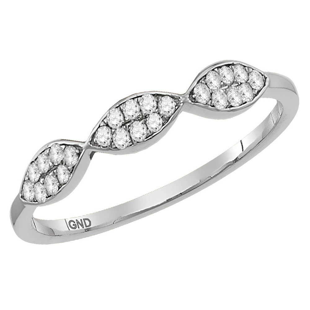 14kt White Gold Womens Round Diamond Oval Stackable Band Ring 1/8 Cttw