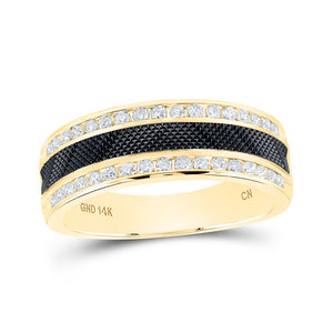 14kt Yellow Gold Mens Round Diamond Wedding Double Row Band Ring 1/2 Cttw