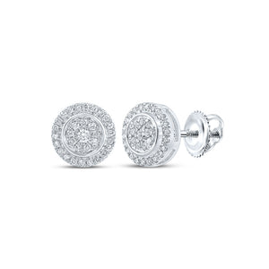 14kt White Gold Womens Round Diamond Circle Earrings 1/4 Cttw