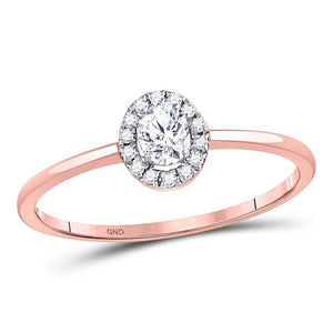 10kt Rose Gold Oval Diamond Halo Bridal Wedding Engagement Ring 1/3 Cttw