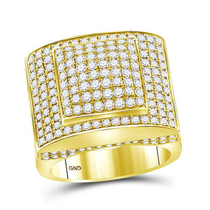 14kt Yellow Gold Mens Round Diamond Square Ring 3-3/4 Cttw