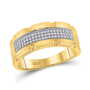 10kt Yellow Gold Mens Round Diamond Band Ring 1/5 Cttw