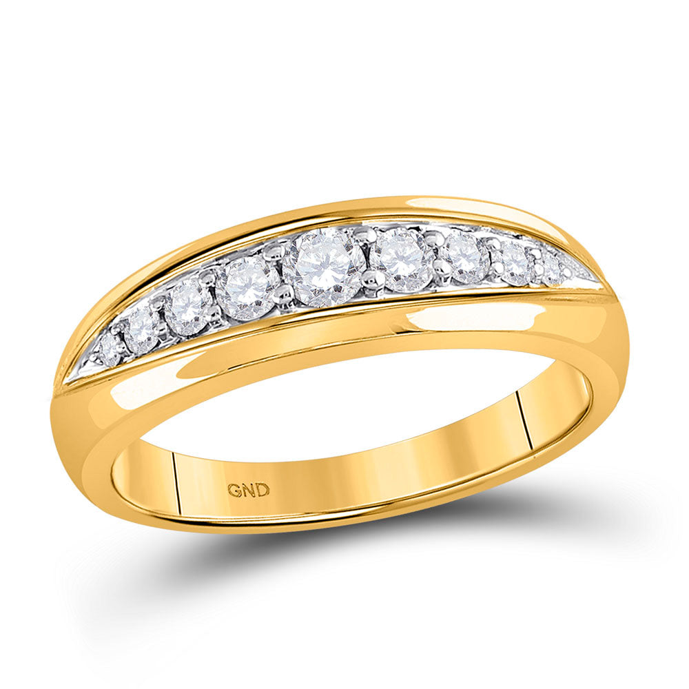 14kt Yellow Gold Mens Round Diamond Band Ring 1/2 Cttw