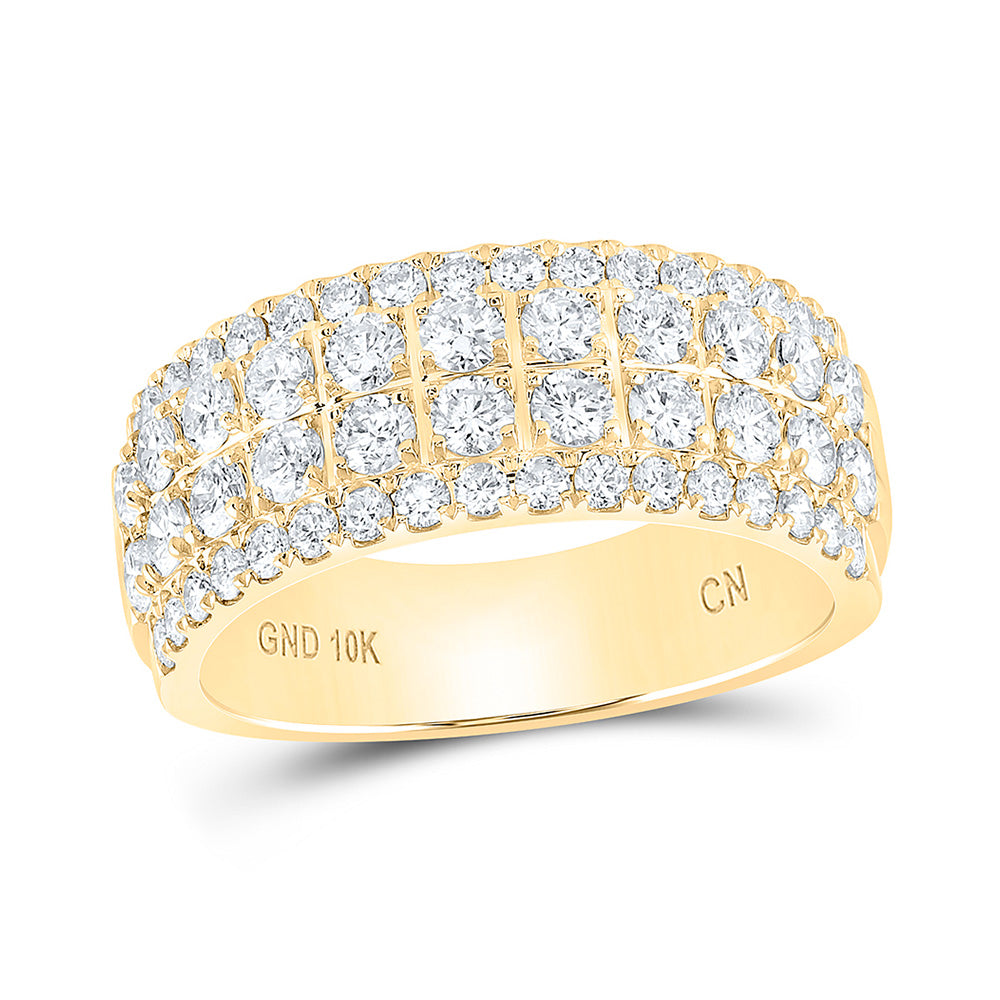 10kt Yellow Gold Womens Round Diamond Machine-set Band Ring 1-1/2 Cttw