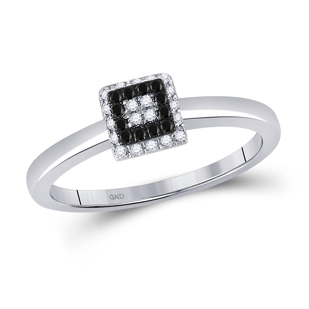 925 silver ring - black zircon square, clear zircon rim and arms | Jewelry  Eshop