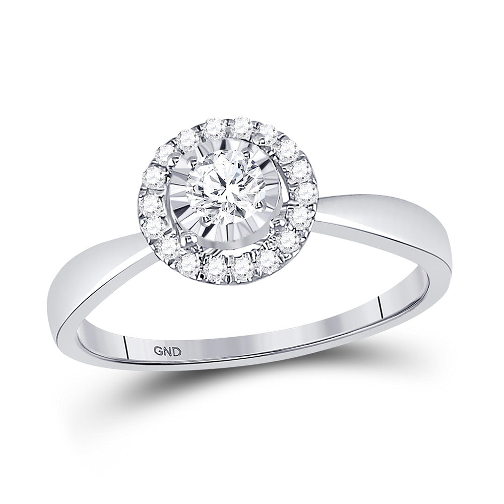 14kt White Gold Round Diamond Halo Bridal Wedding Engagement Ring 1/3 Cttw