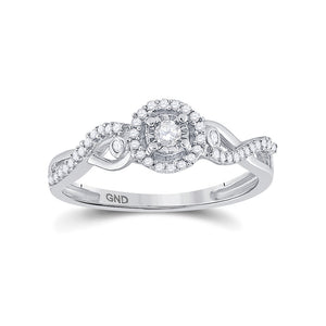 Sterling Silver Womens Round Diamond Halo Promise Ring 1/5 Cttw
