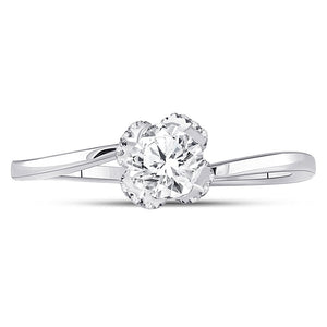 14kt White Gold Round Diamond Solitaire Bridal Wedding Engagement Ring 5/8 Cttw