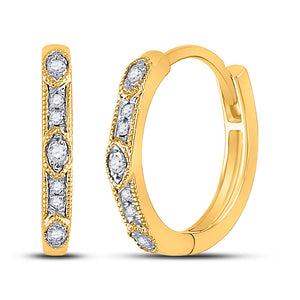 10kt Yellow Gold Womens Round Diamond Milgrain Fashion Earrings 1/10 Cttw