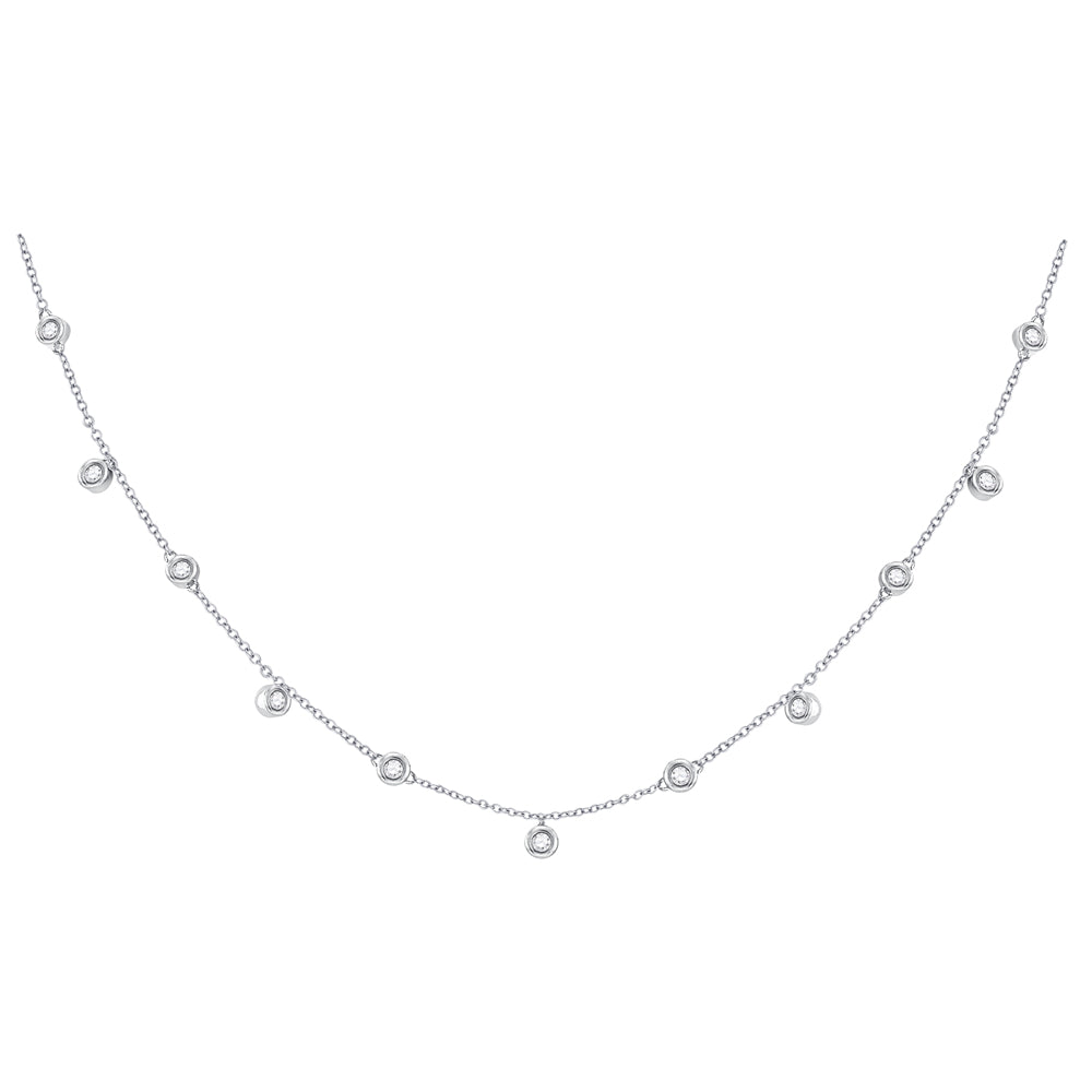 10kt White Gold Womens Round Diamond Simplistic Fashion Necklace 1/3 Cttw