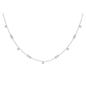 10kt White Gold Womens Round Diamond Fashion Necklace 1/3 Cttw