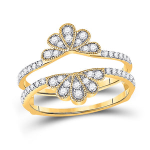 14kt Yellow Gold Womens Round Diamond Wedding Wrap Ring Guard Enhancer 3/8 Cttw