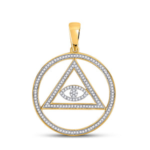10kt Yellow Gold Mens Round Diamond All-Seeing Eye of Providence Charm Pendant 1/2 Cttw