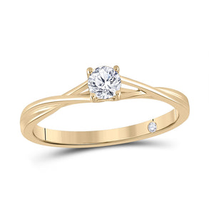 14kt Yellow Gold Round Diamond Solitaire Bridal Wedding Engagement Ring 1/4 Cttw