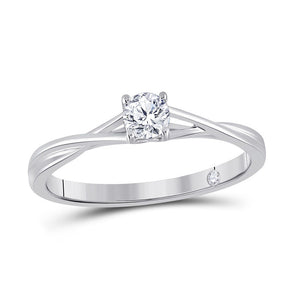 14kt White Gold Round Diamond Solitaire Bridal Wedding Engagement Ring 1/4 Cttw