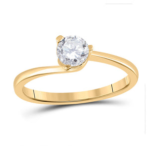 14kt Yellow Gold Round Diamond Solitaire Bridal Wedding Engagement Ring 1/2 Cttw